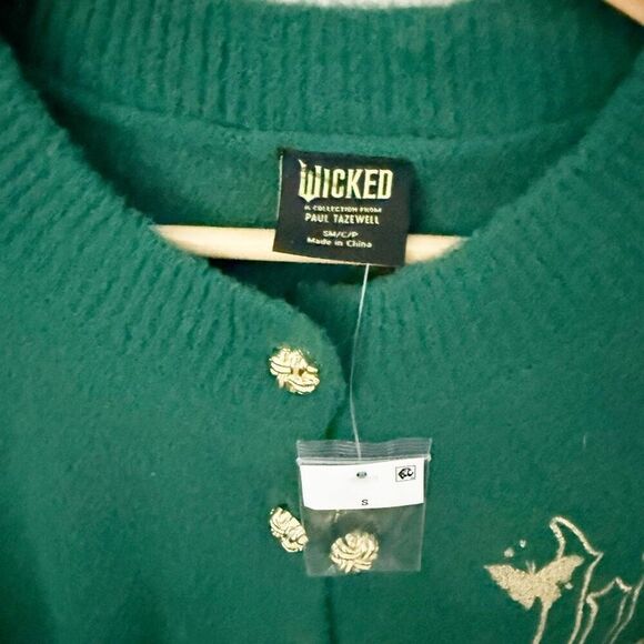 WICKED x PAUL TAZEWELL | NWT Arianna Grande Emerald Green Gold Cardigan | Small - Picture 7 of 11